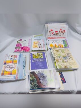 Lot of 135 Blank Cards, Birthday, Thinking of You, Thank You, Advise, Get Well